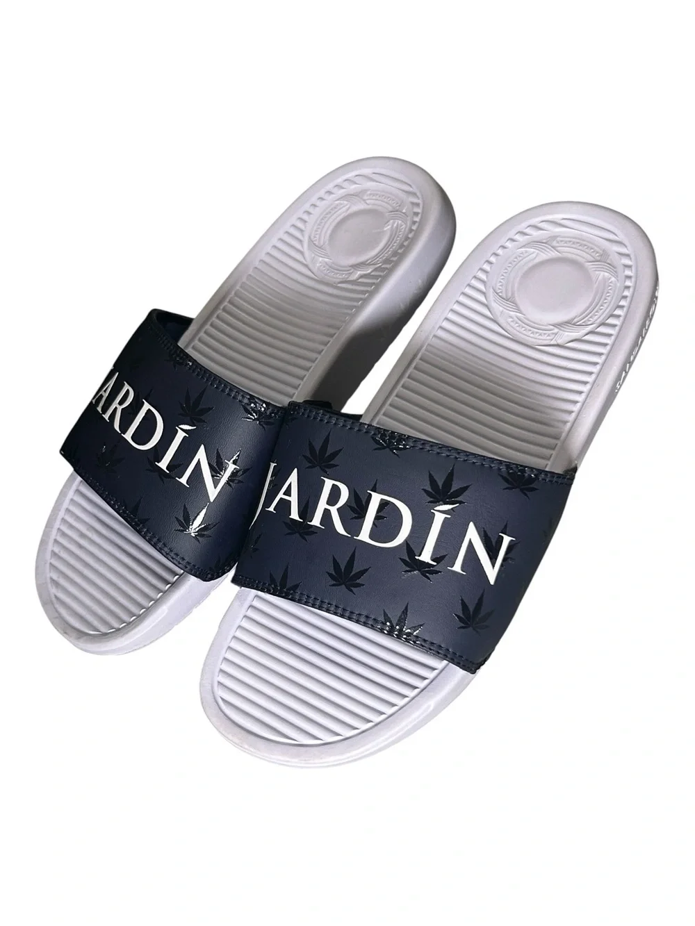 JARDÍN APPAREL Men’s Blue Leaf Slides Collaboration with SANDALBOYZ